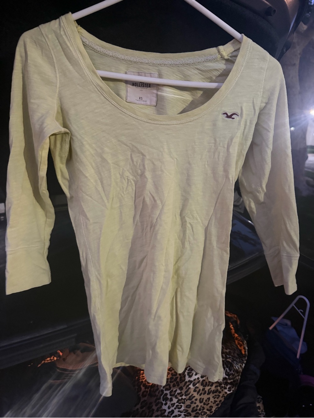 VINTAGE Hollister Light Yellow Scoop Neck Top